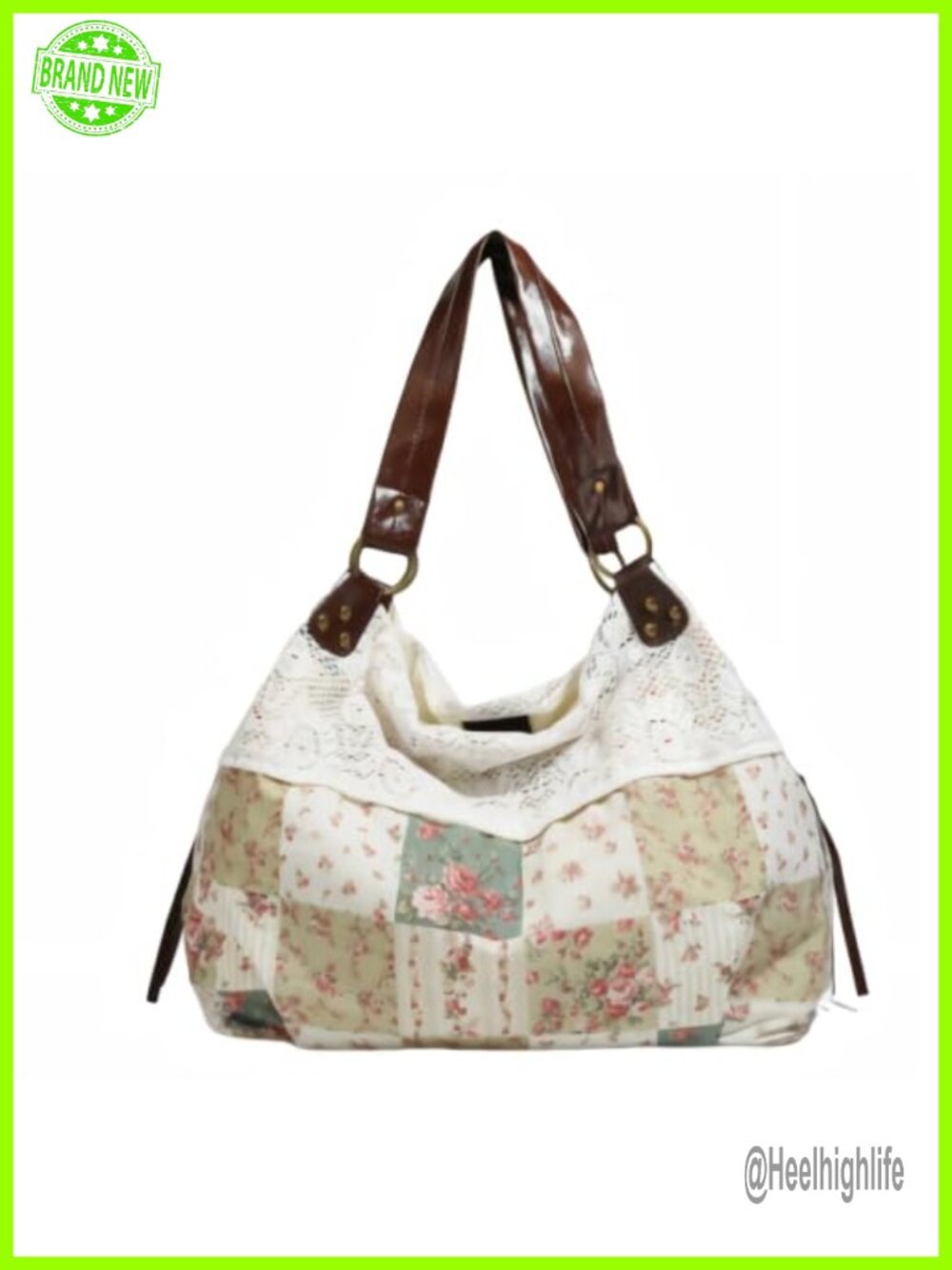 Lace Hobo Shoulder Bag Slouchy Patchwork Tote for Women Everyday